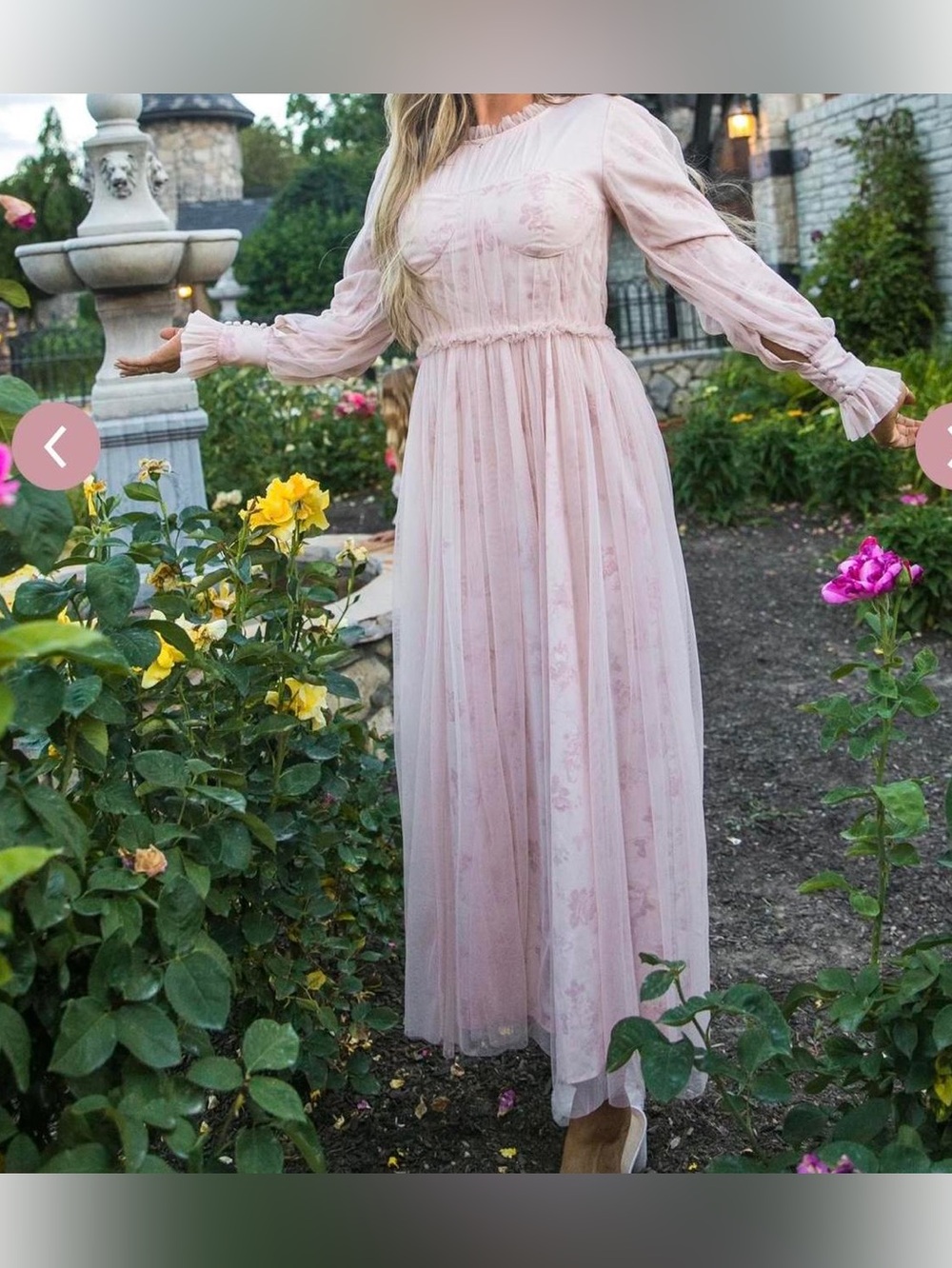 Ivy City Last Songbird in Pink Floral Tulle Maxi Dress***